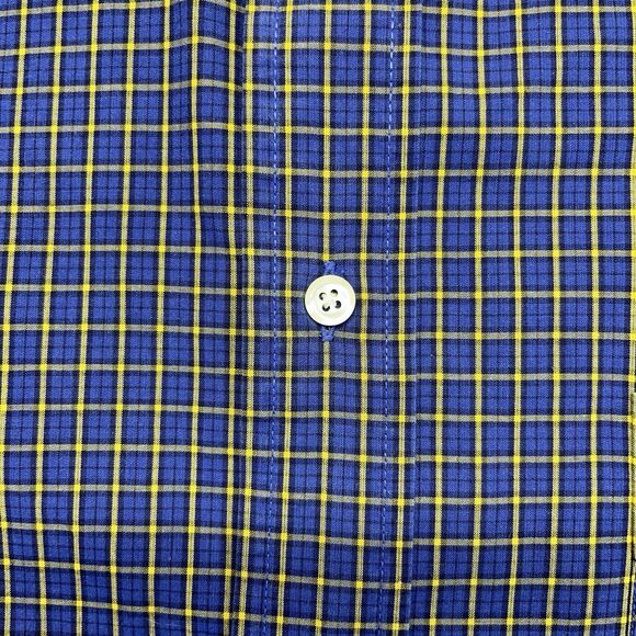 Eddie Bauer Button-Down Shirt Men’s Large Blue Yellow Windowpane Plaid LS - Picture 5 of 13